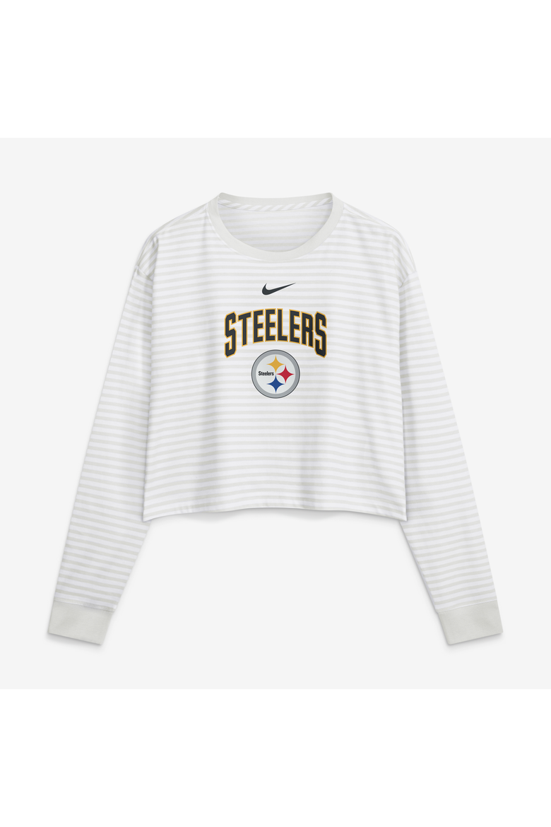 Women's Nike White Pittsburgh Steelers Loose Fit Crop Top, Main, color, White