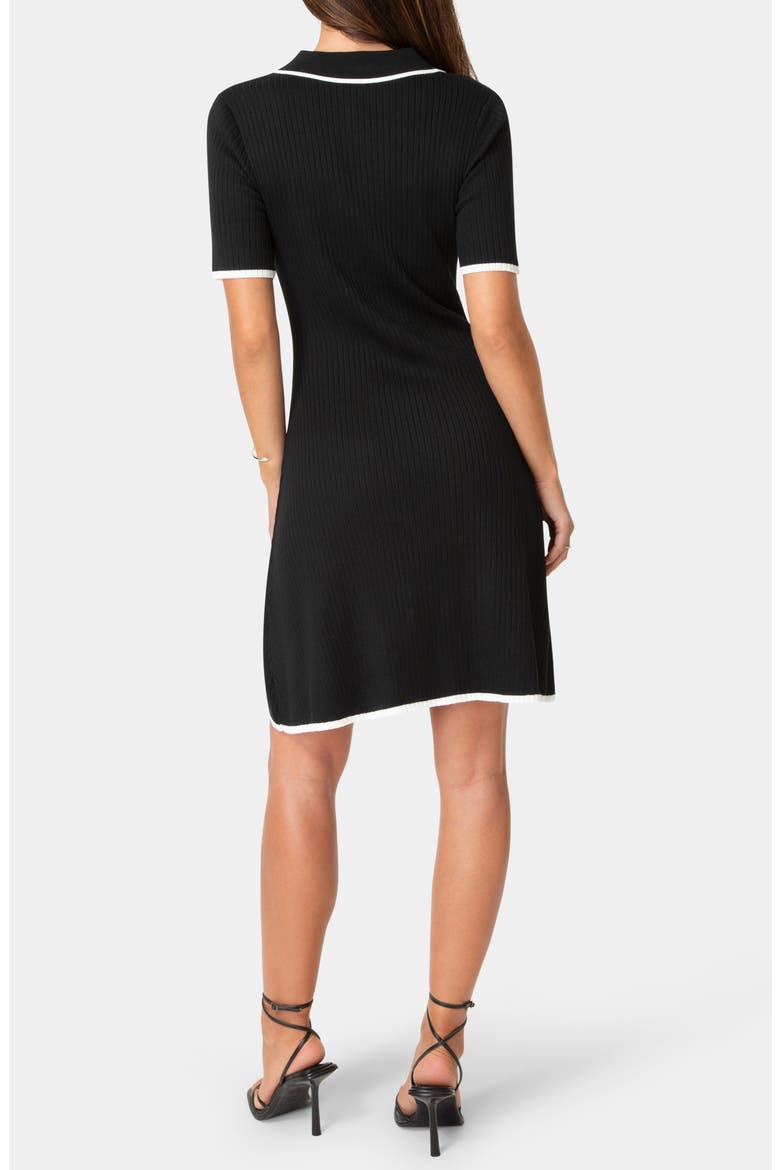 Tipped Short Sleeve Sweater Dress, Alternate, color, BLACK/ WHITE