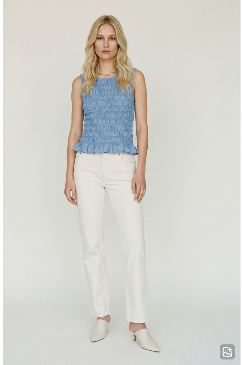 Nori Smocked Sleeveless Top, Alternate, color, BRUNNERA BLUE