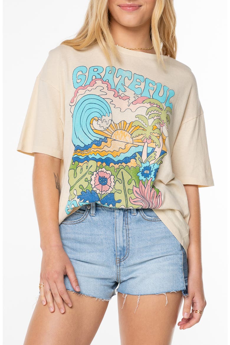 Grateful for Nature Oversize Cotton Graphic T-, Main, color, PARCHMENT GRATEFUL FOR NATURE