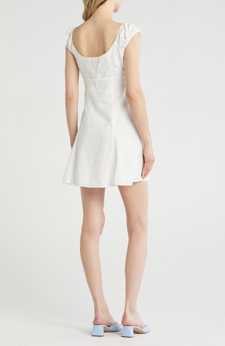 Cotton Eyelet Tie Front Ruched Minidress