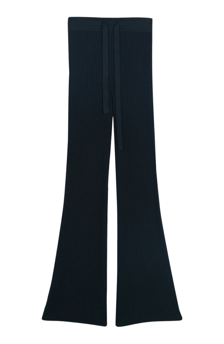 GOBI Mongolian Cashmere Drawstring Ribbed Cotton Silk Cashmere Blend Flares, Alternate, color, Black