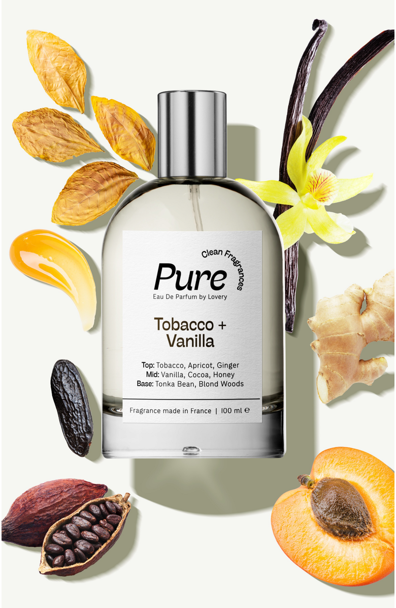 Lovery Pure Tobacco and Vanilla Eau de Parfum, Made in France, 3.4 oz, Alternate, color, Silver, White, Cream, Black