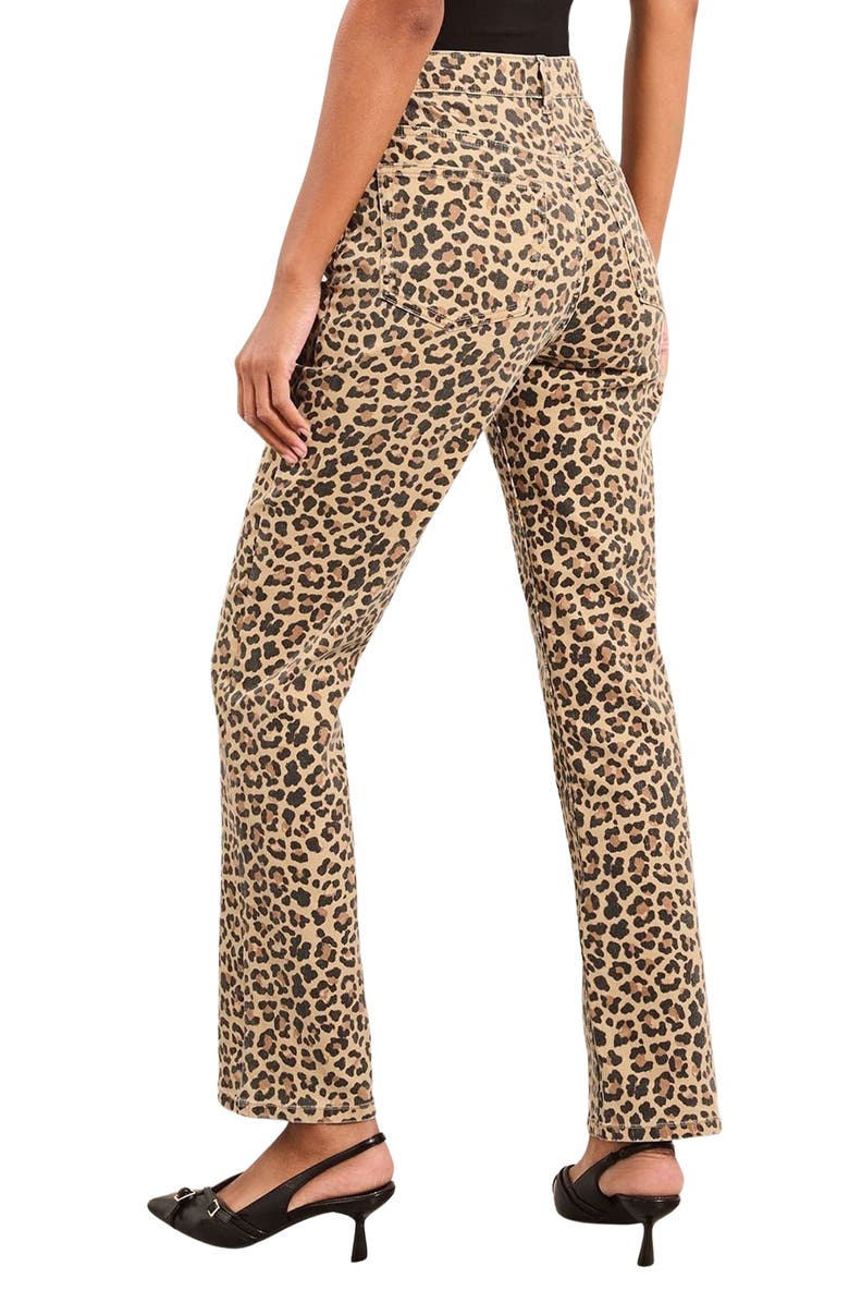Lipsy Leopard Print High Waist Straight Leg Jeans, Alternate, color, Leopard