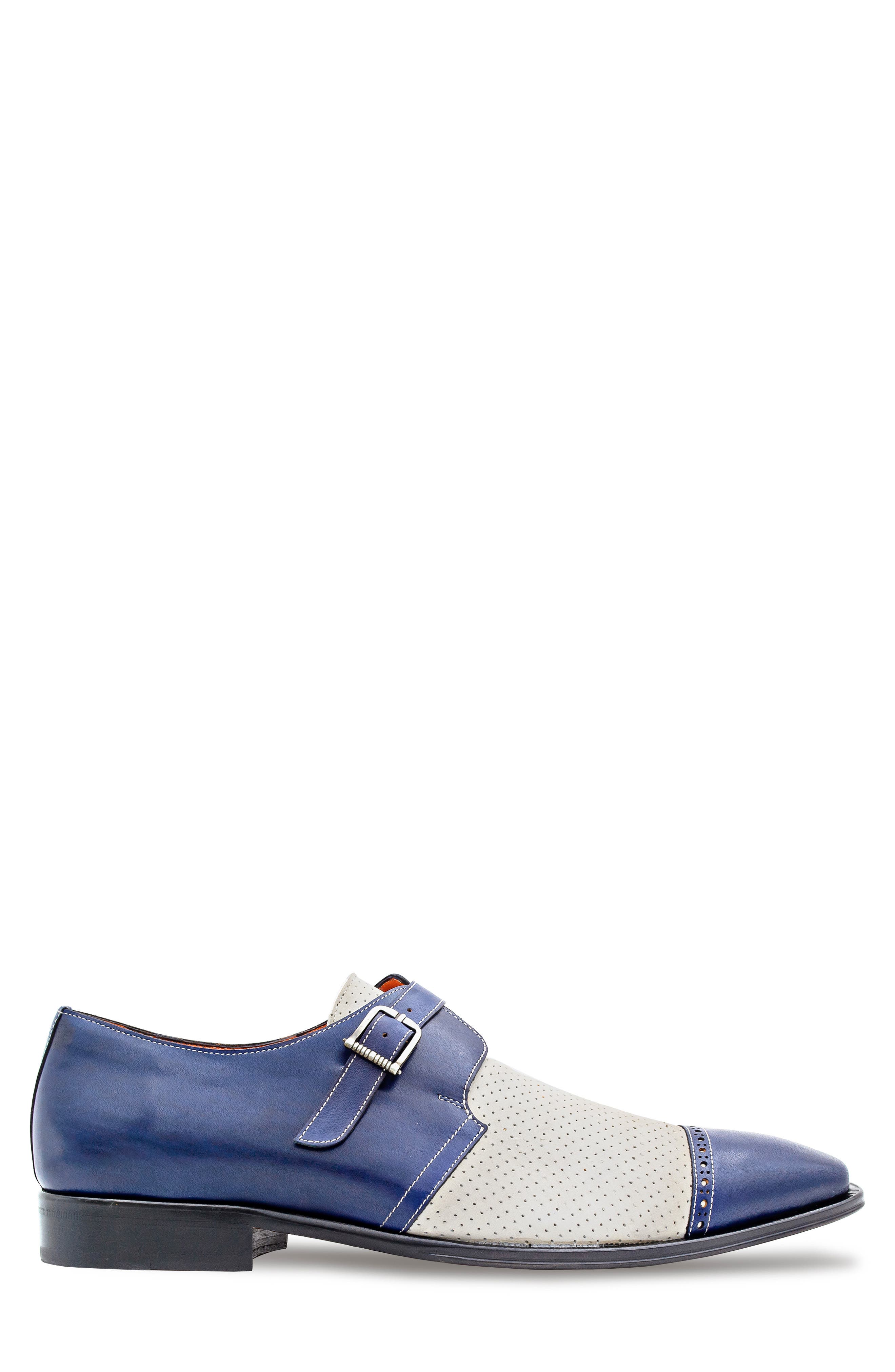 Mezlan Patina Monk Strap Loafer, Alternate, color, Navy/ Pearl Grey