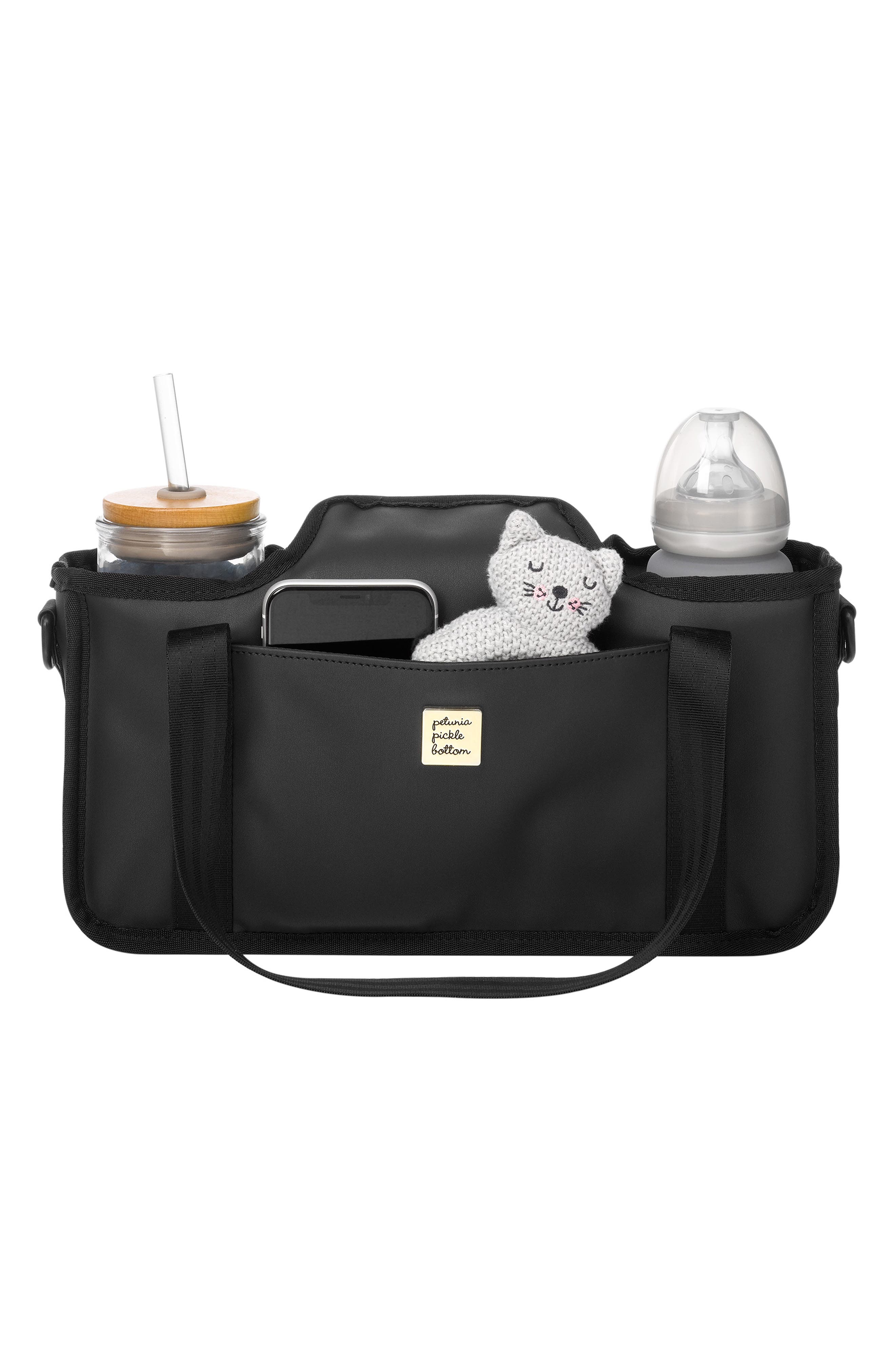 Petunia Pickle Bottom Wander Stroller Caddy, Alternate, color, Black Matte Leatherette