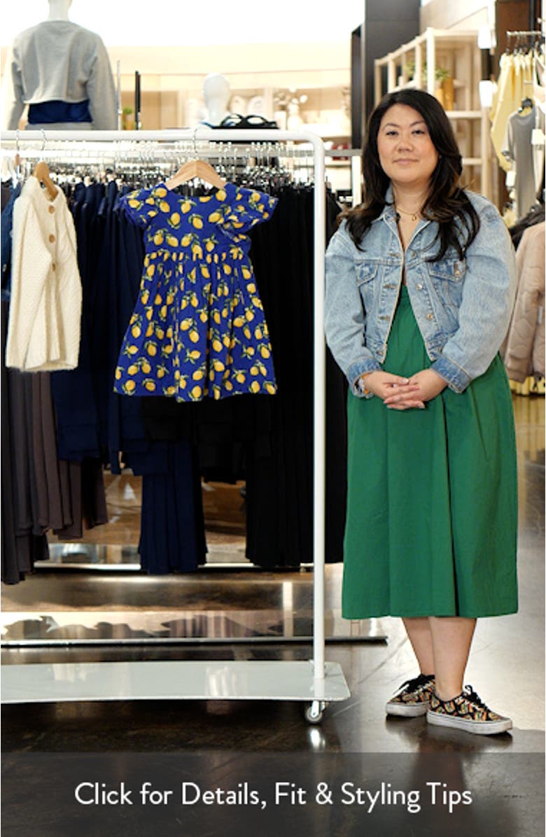 Kids' Lemon Print Angel Sleeve Cotton Jacquard Dress, sales video thumbnail