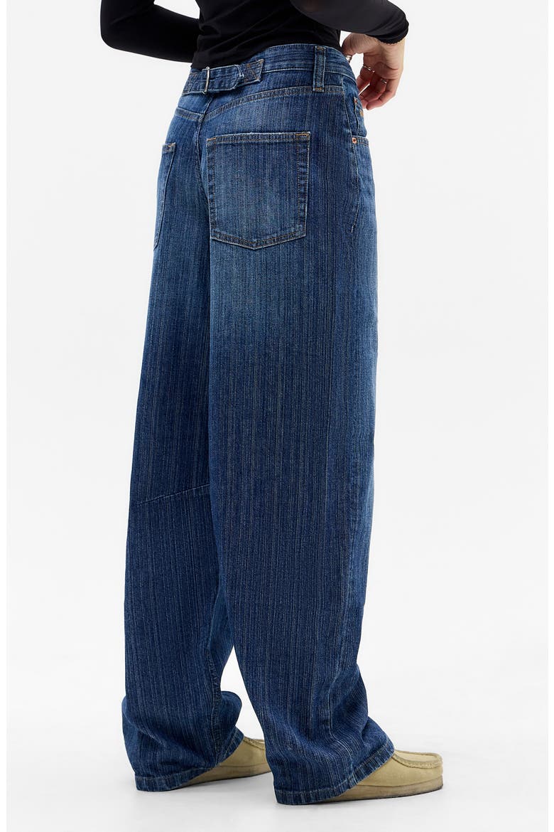 Logan Stripe Barrel Leg Jeans, Alternate, color, BLUE