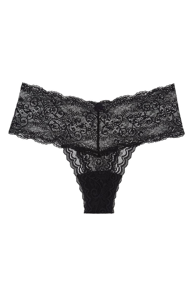 JOURNELLE Sapna Mid Rise Lace Thong, Alternate, color, Noir