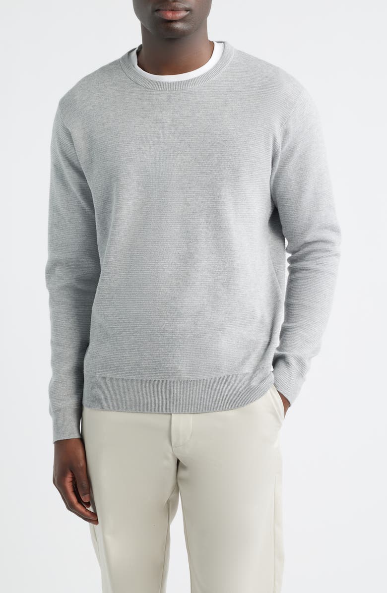 Peter Millar Coolspun Texture Sweater, Main, color, British Grey