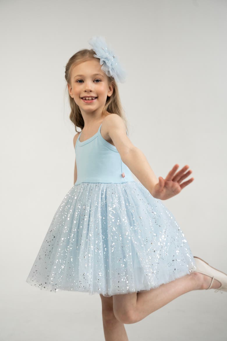 Sleveless Sparkle Tulle Dress, Alternate, color, Sparkle Blue
