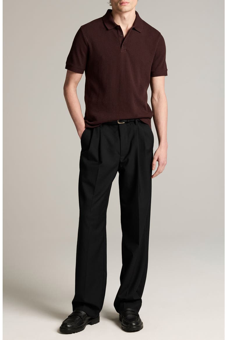 Textured Stretch Cotton Polo, Alternate, color, CHOCOLATE PLUM