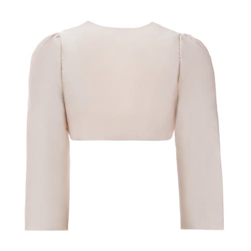 Tulleen Cropped Satin Cardigan In Champagne
