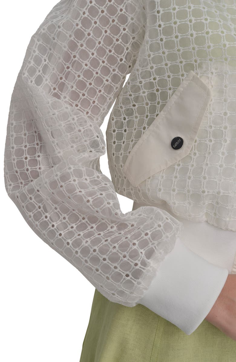 DKNY SPORTSWEAR Organza Eyelet Bomber Jacket, Alternate, color, Ivory