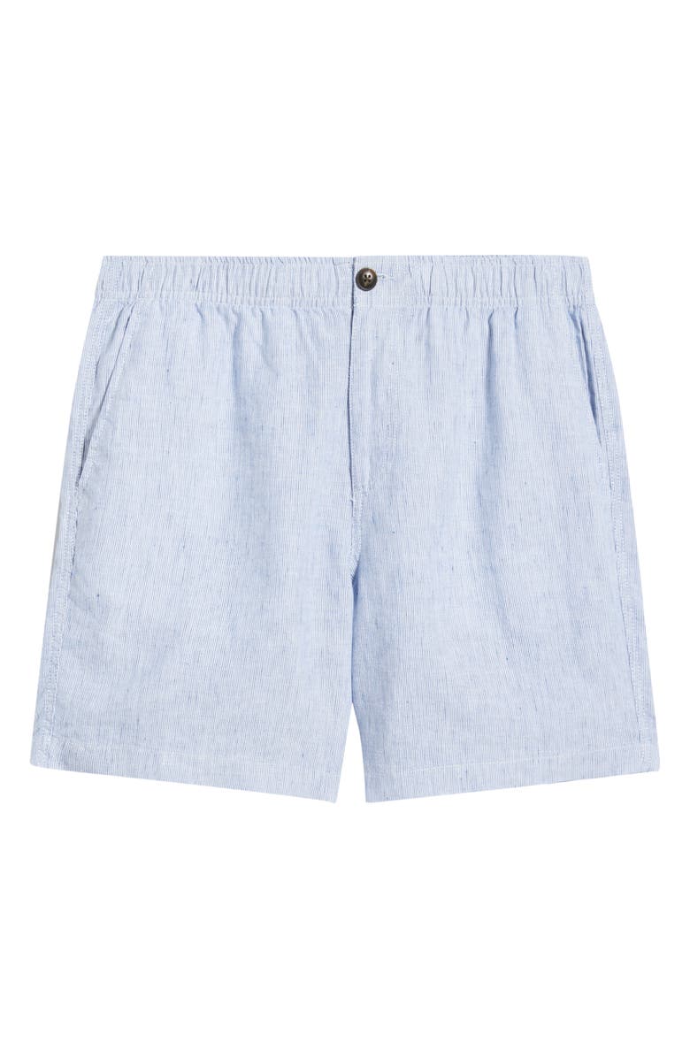Peter Millar Crown Weekend Stripe Stretch Linen Blend Shorts, Alternate, color, Stream Blue