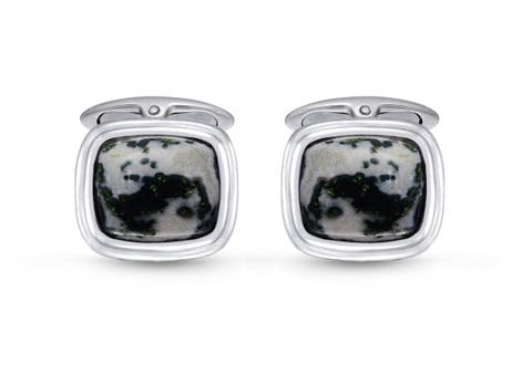 Tree Agate Sterling Silver Men Cufflinks