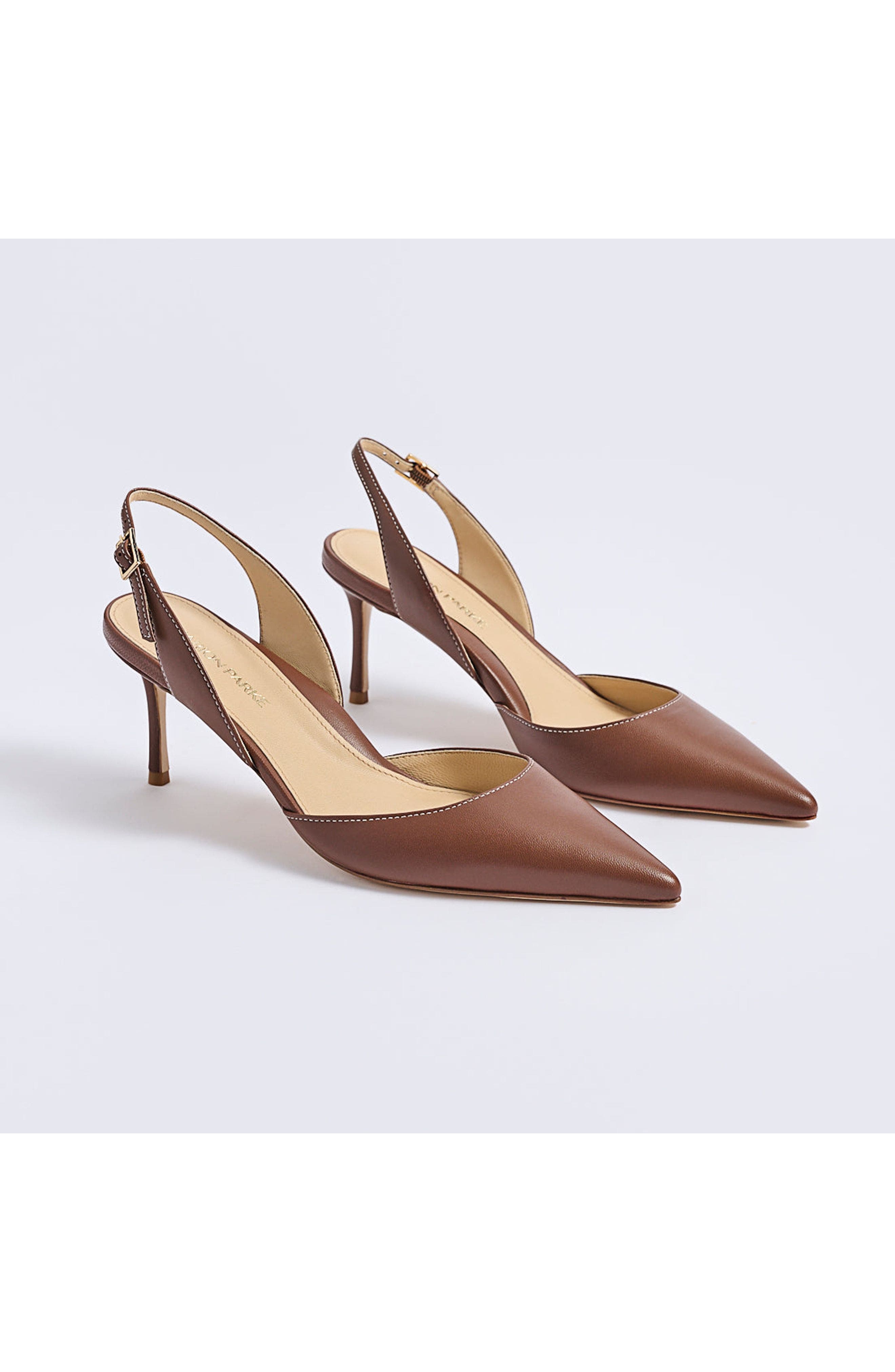 MARION PARKE Classic Slingback 70 Nappa, Alternate, color, Brown