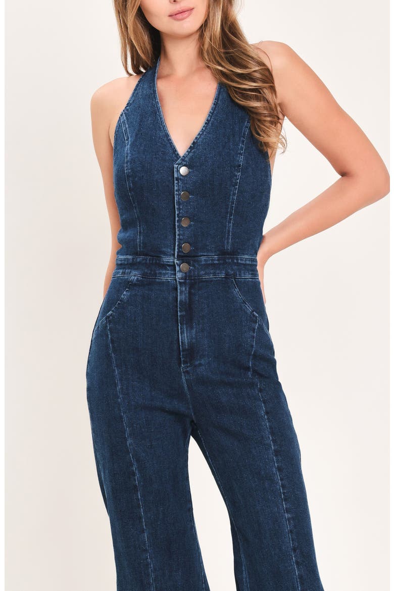 Denim Halter Jumpsuit, Alternate, color, MEDIUM INDIGO