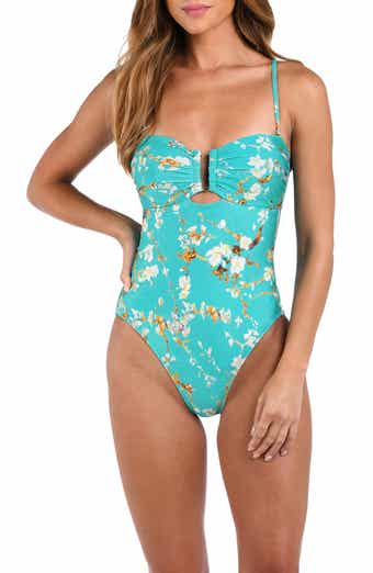 L'AGENCE Emelia Cherry Blossom Bandeau One Piece Swimsuit