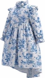 Piper&Cloth Aoki Blue Toile Long Sleeve Dress