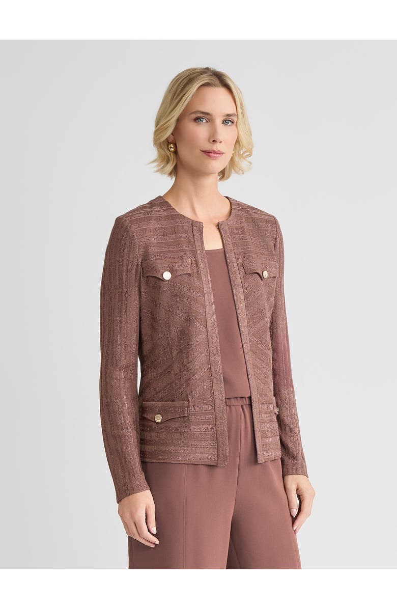 Misook Tailored Tonal Striped Knit Jacket, Alternate, color, Midnight Umber