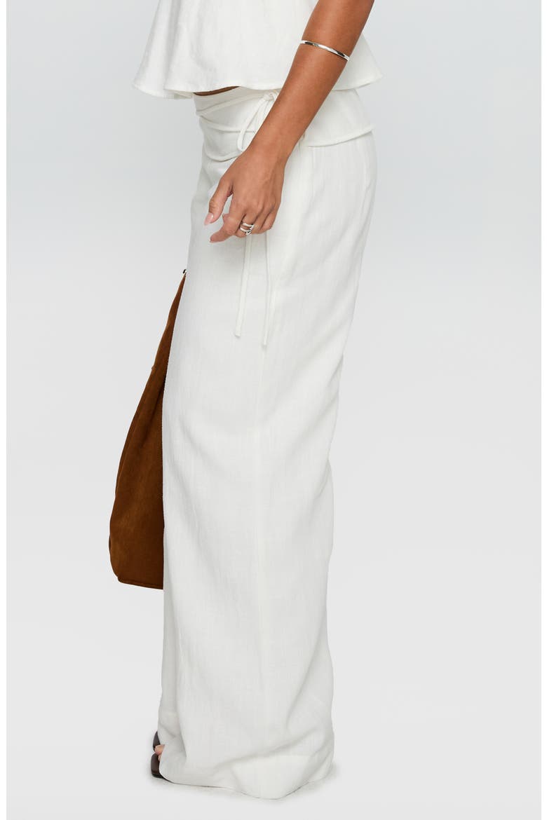 Silver Moon Tie Waist Linen Blend Pants, Alternate, color, WHITE