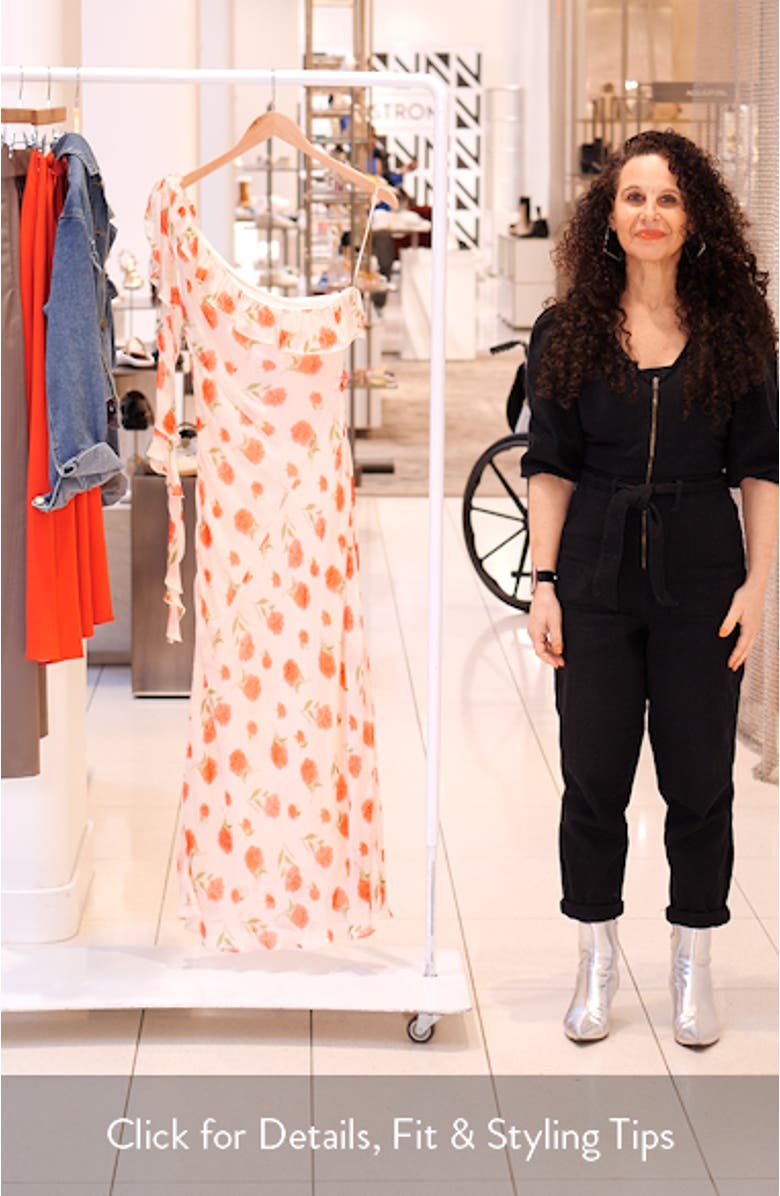 Rose Ruffle One-Shoulder Maxi Dress, sales video thumbnail