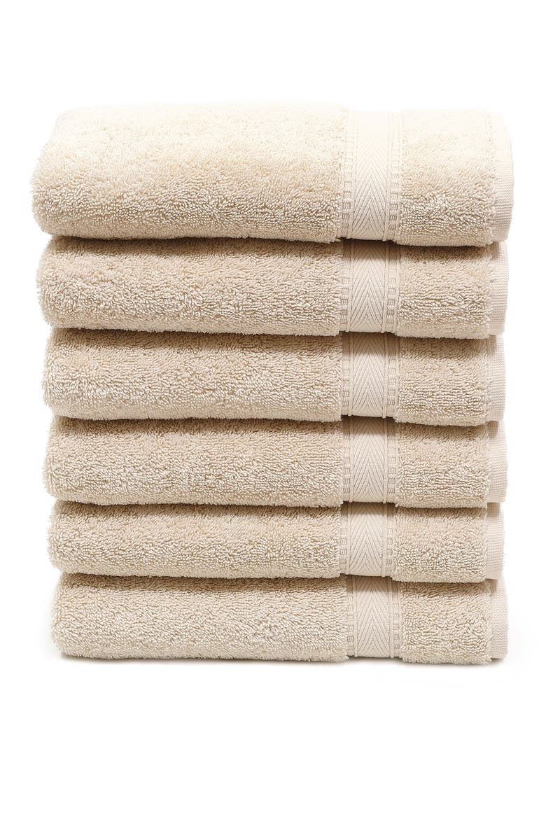 Sinemis Terry Hand Towels - Set of 6 - Beige, Main, color, BEIGE