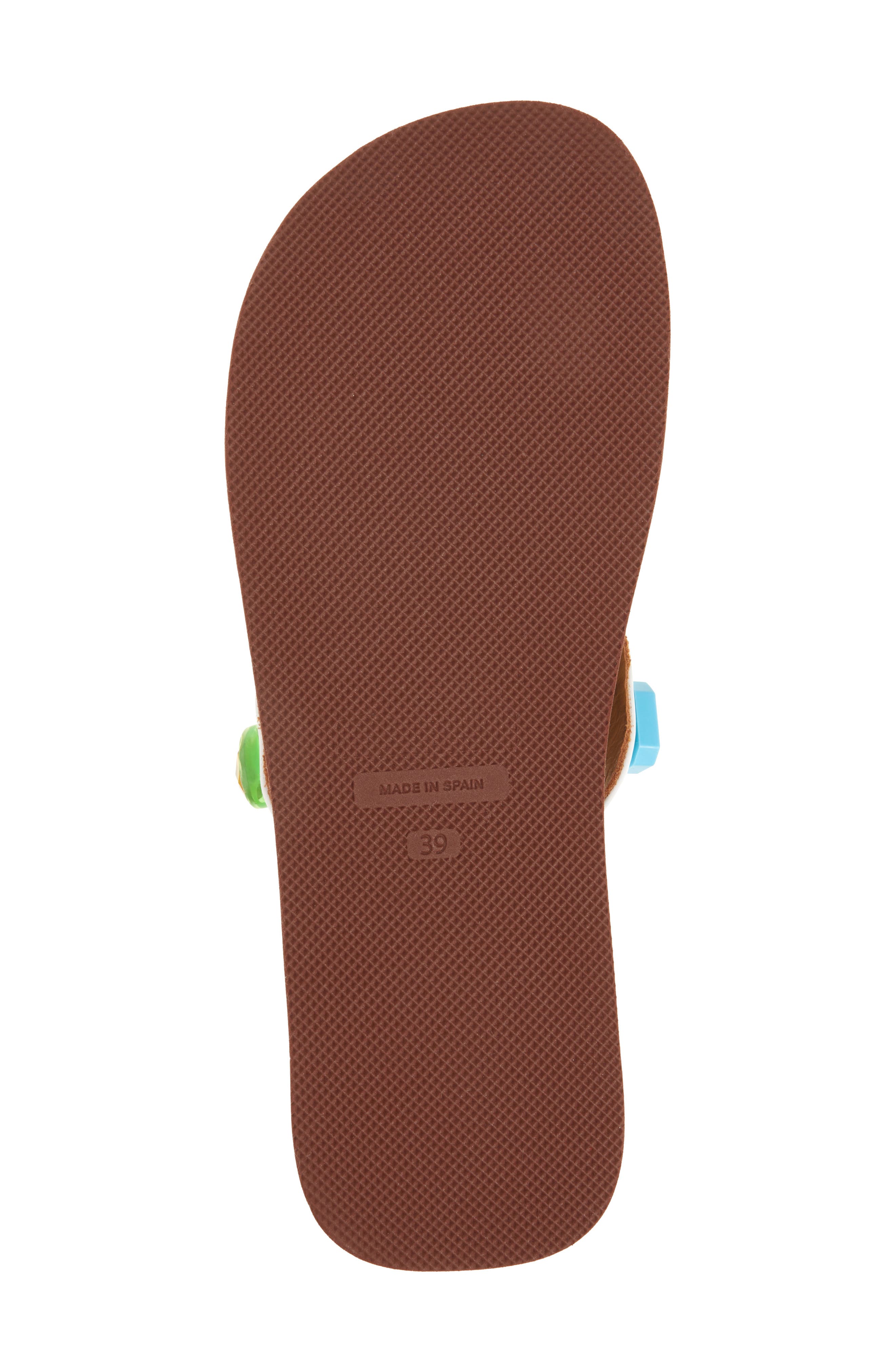 Marni Gem Flip Flop, Alternate, color, Zp216 Lily White/ Brown