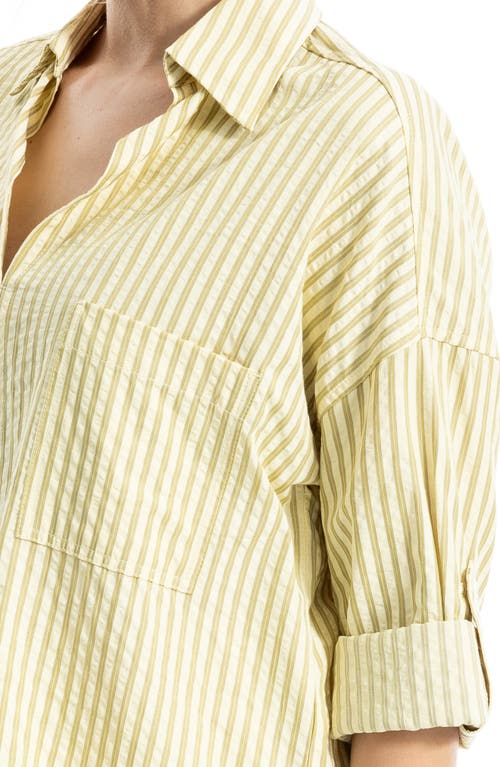 Max Studio Roll Tab Utility Shirt In Yellow Stripe
