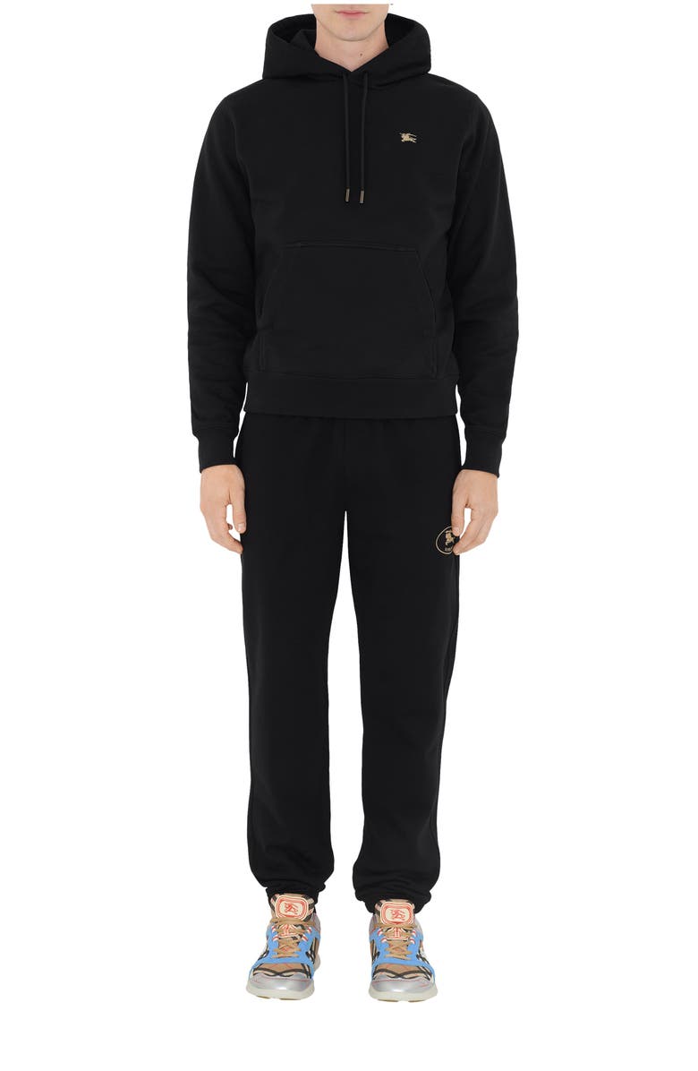 Burberry Knight Stamp Cotton Jogging Pants, Main, color, Black