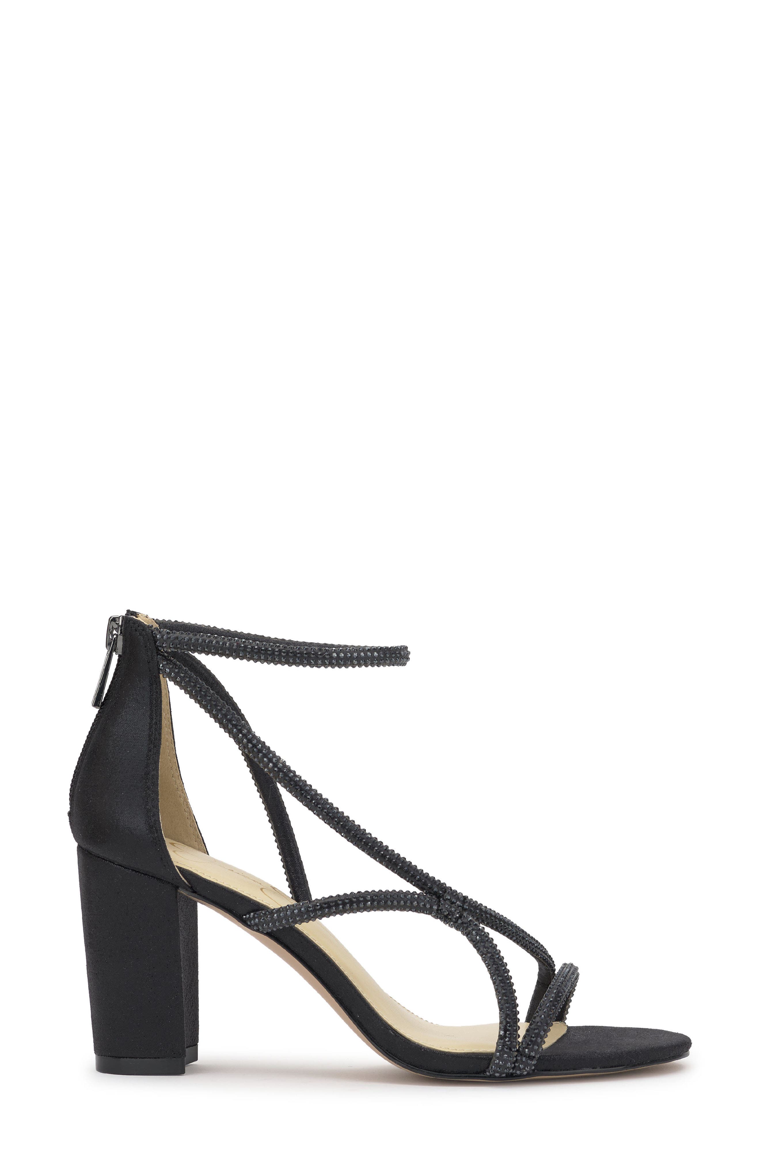 Jessica Simpson Shiny Ankle Strap Sandal, Alternate, color, Black