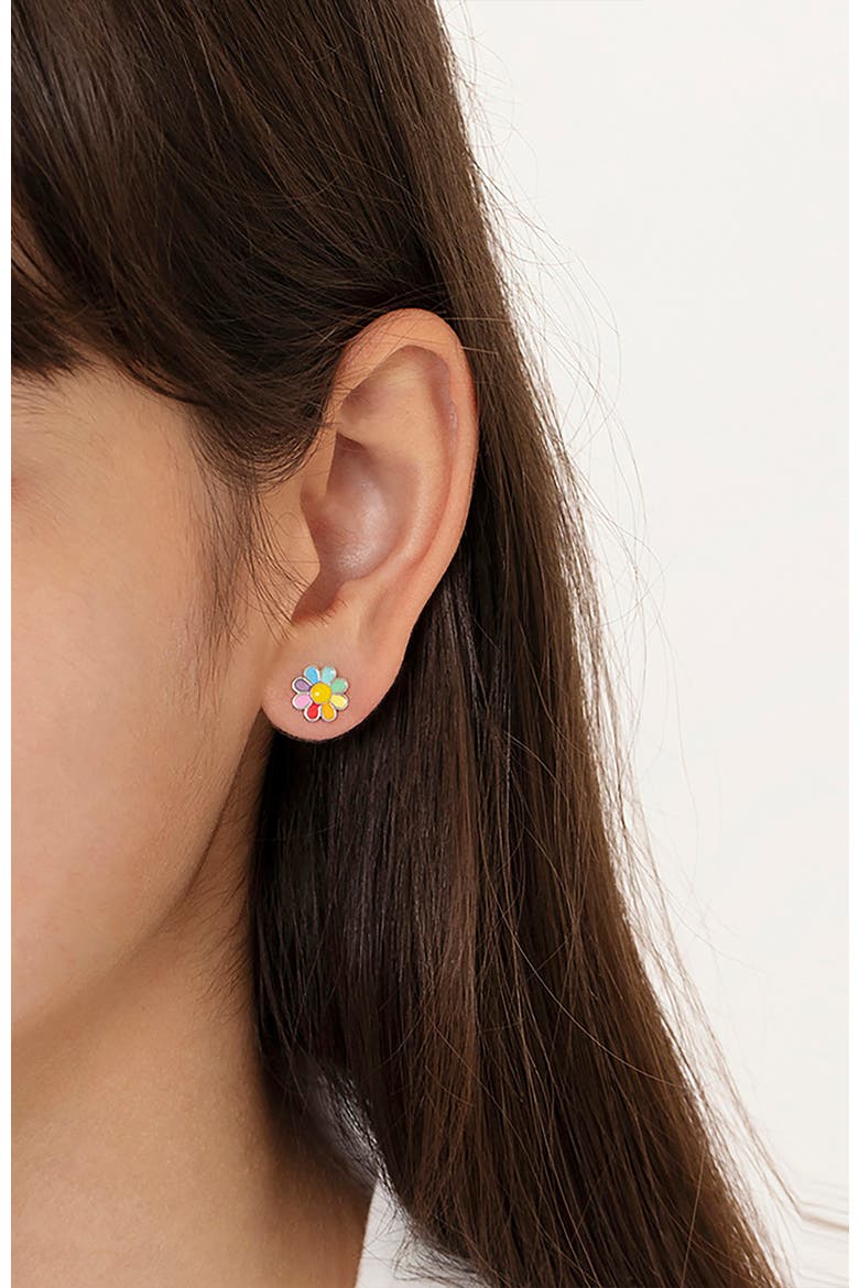 Rainbow Daisy Earrings, Alternate, color, Multi-Color