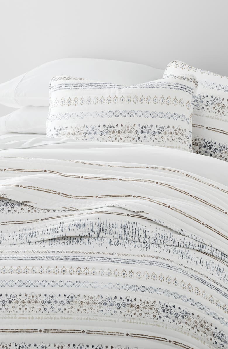 HOMESPUN Pattern Reversible Quilt & Sham Set, Alternate, color, Stripe Taupe