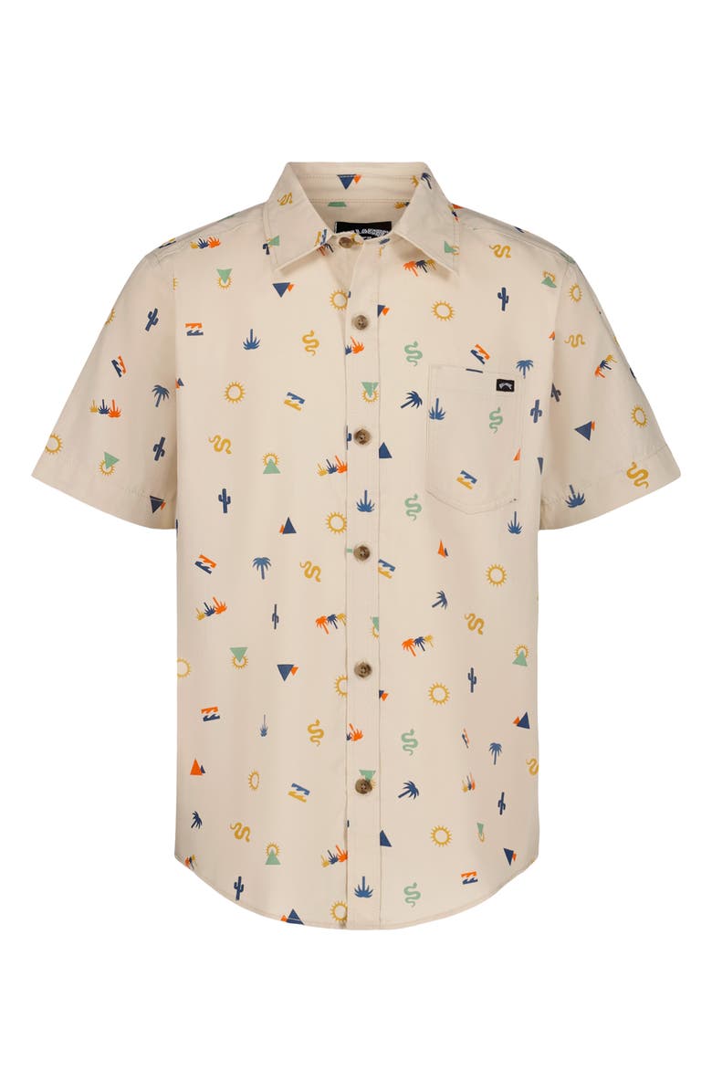 Billabong Kids' Sundays Short Sleeve Button-Up Shirt, Main, color, Chino