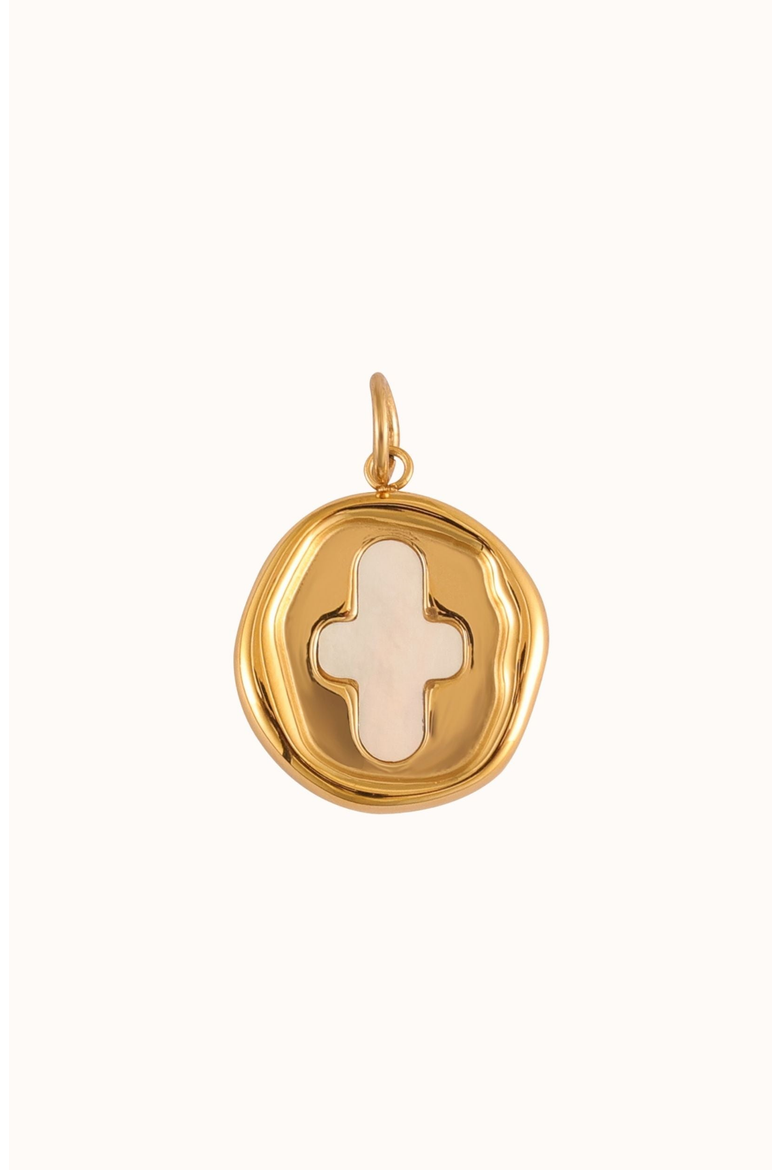Stamp Coin Charm, Main, color, Gold