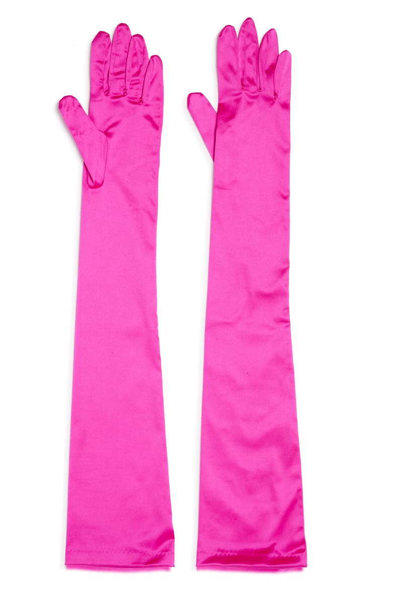 Silk Blend Opera Length Gloves, Main, color, FUCHSIA