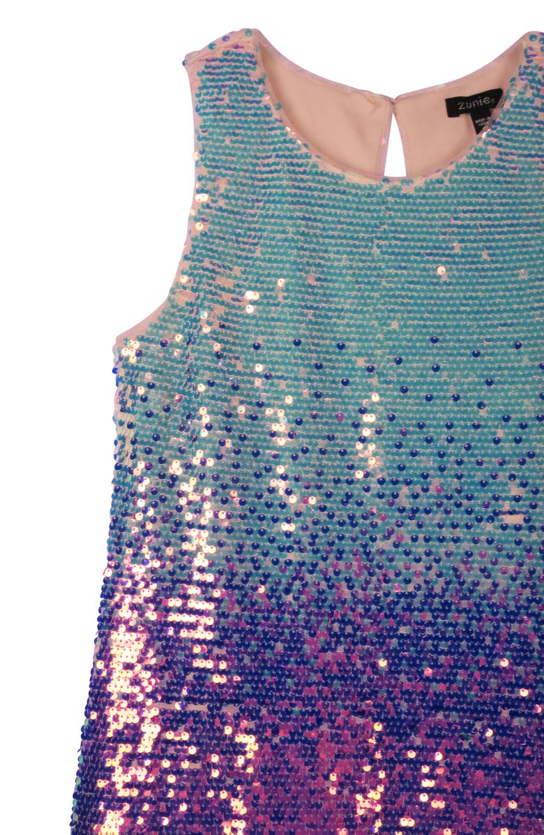 Zunie Kids' Ombré Sequin Party Dress, Alternate, color, Blue