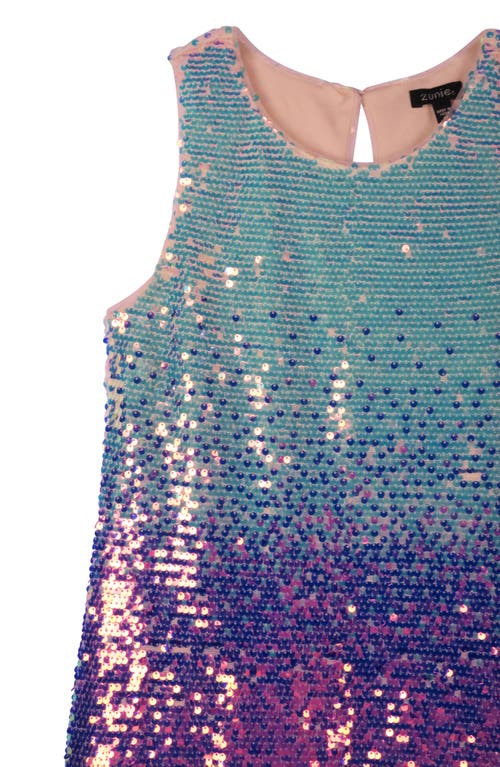 Shop Zunie Kids' Ombré Sequin Party Dress In Blue