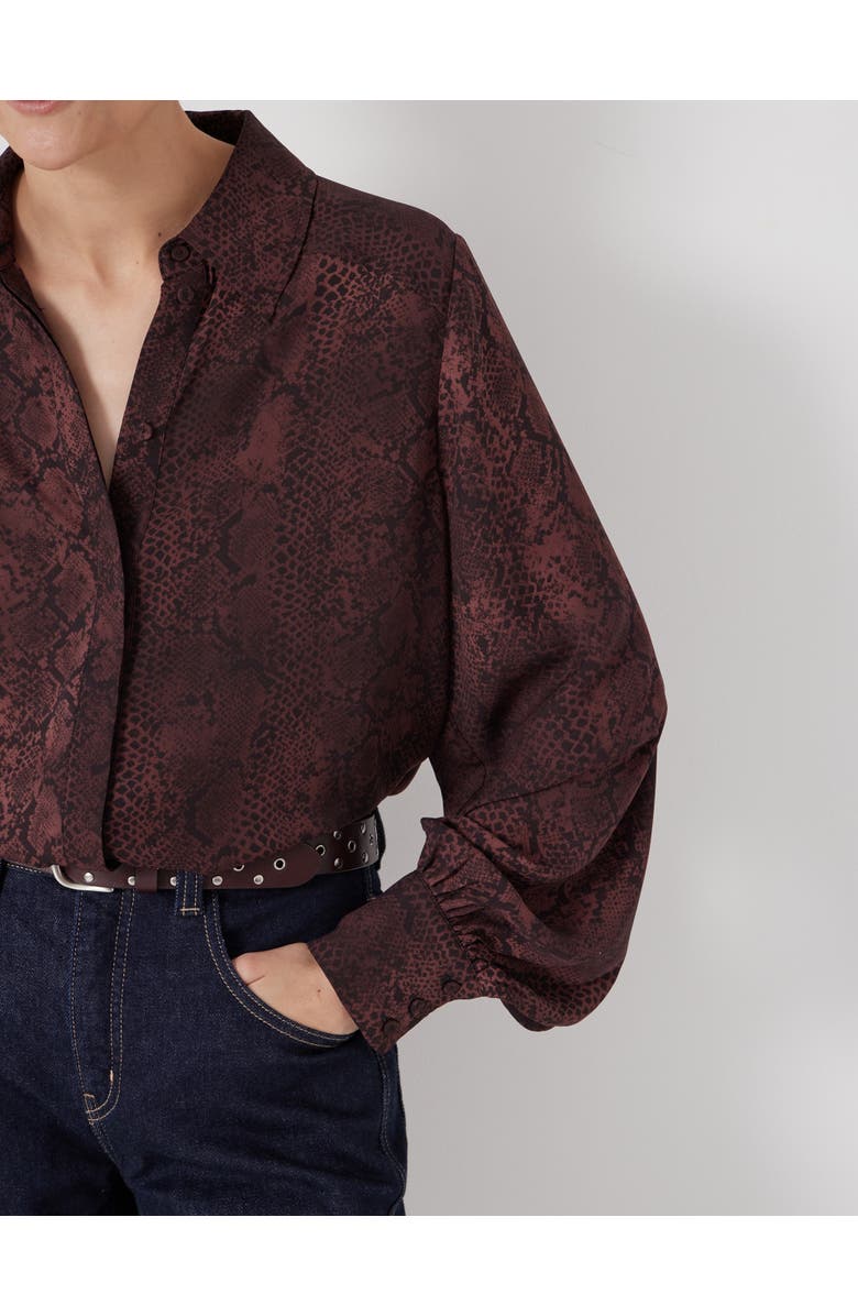 Hush Chiffon Printed Long Sleeve Shirt, Alternate, color, Snake Print Brown