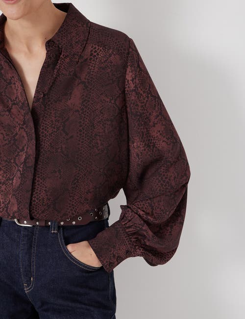 Hush Chiffon Printed Long Sleeve Shirt In Brown