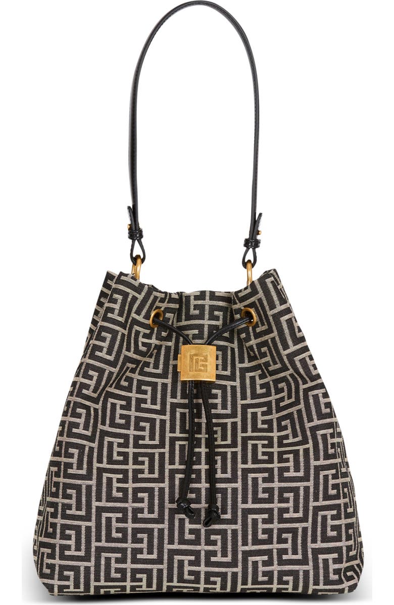 Balmain Pulse monogram jacquard backpack, Main, color, Black