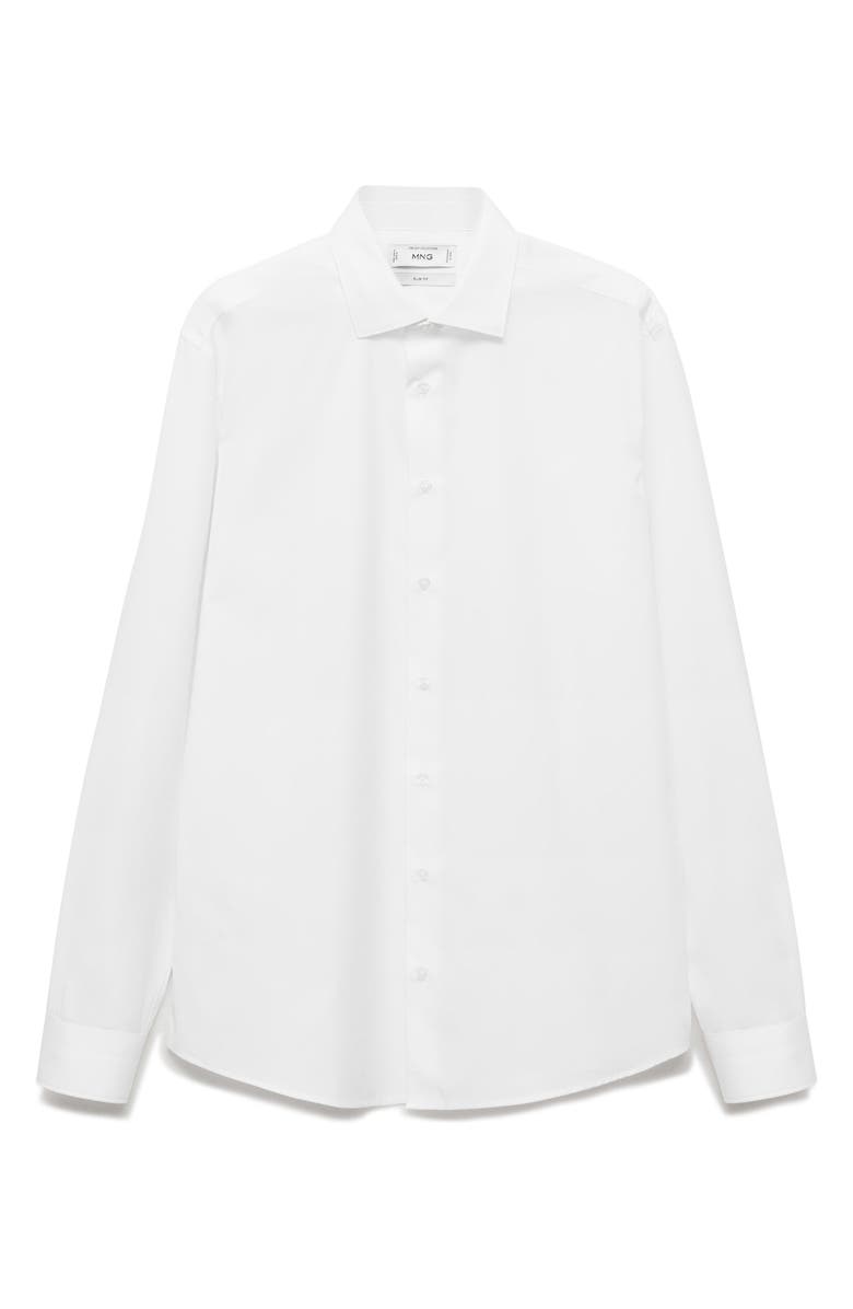 MANGO Slim Fit Cotton Poplin Suit Button-Up Shirt, Alternate, color, White