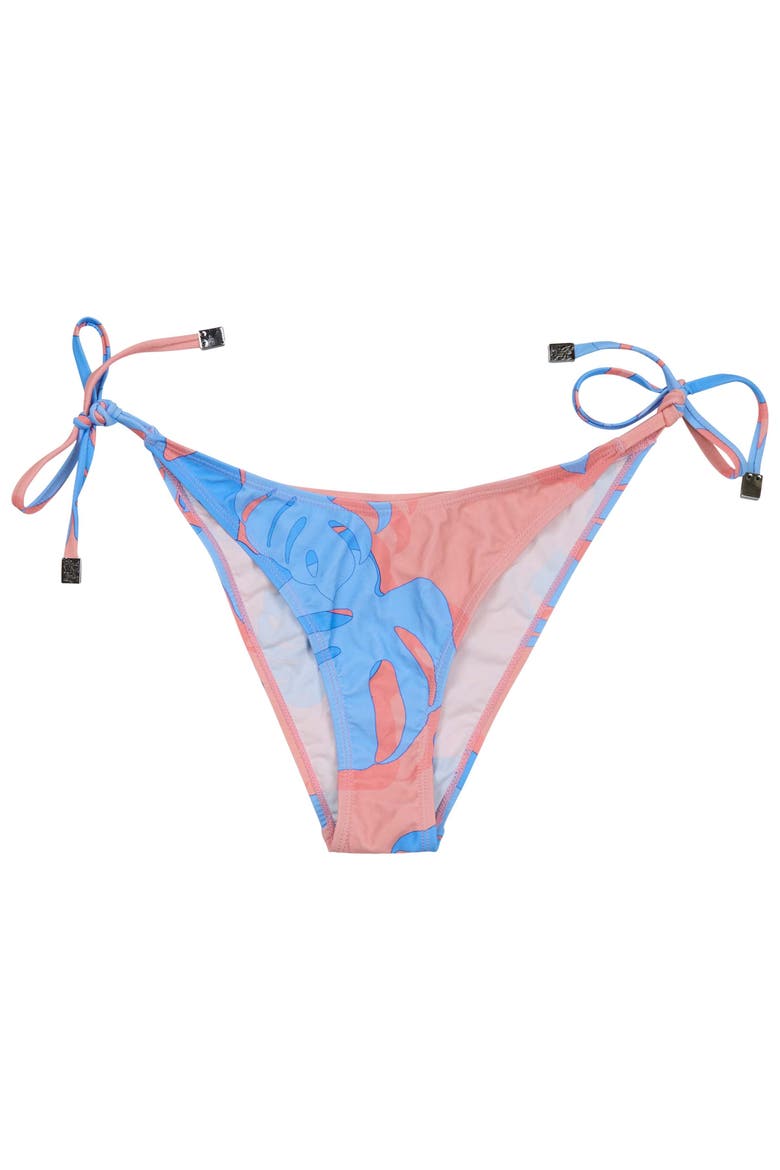 Monstera Floral Womens Bikini Bottom, Alternate, color, Monstera Floral Coral