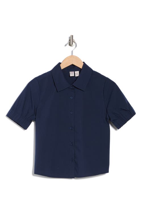 Love By Design Suzanne Collar Top In Navy Blazer