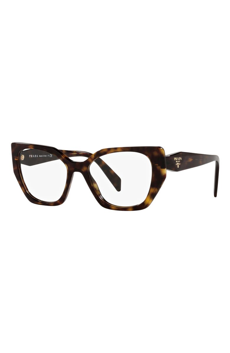 Prada 54mm Square Optical Glasses, Alternate, color, Tortoise