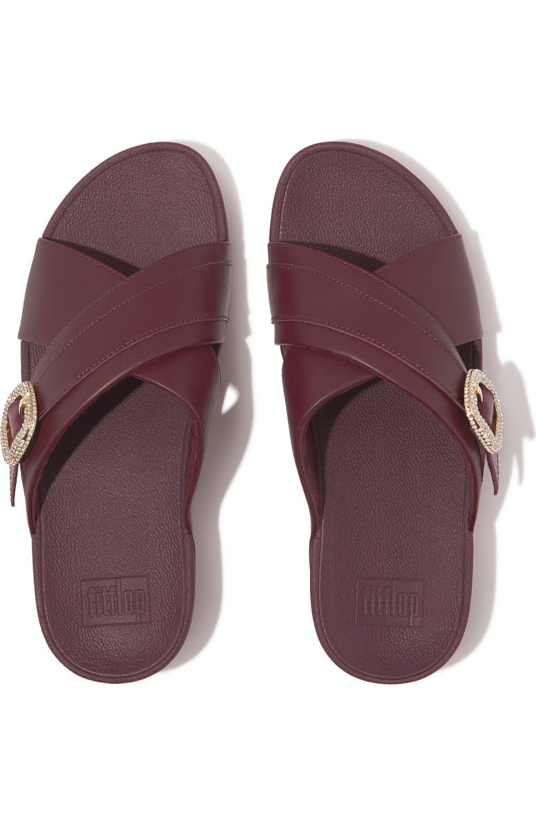 FitFlop Lulu Crystal Buckle Platform Slide Sandal, Alternate, color, Mauve Wine