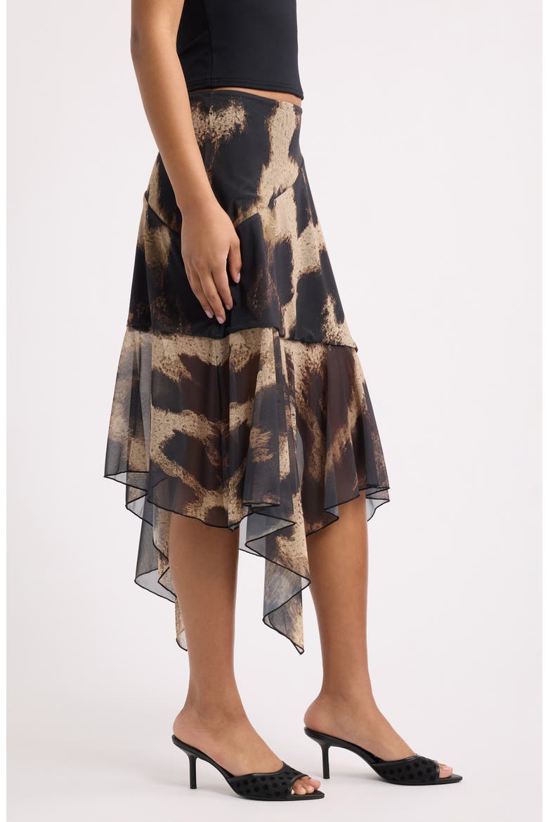 Mirada Leopard Print Mesh Midi Skirt, Alternate, color, LEOPARD
