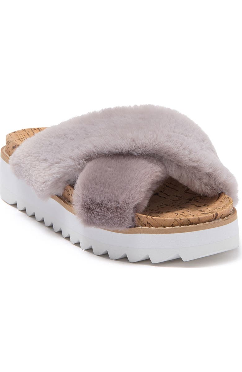 Steven New York Cado Faux Fur Sandal, Alternate, color,