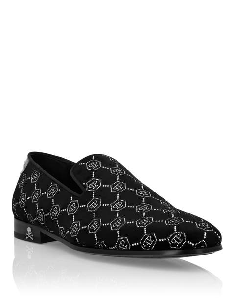 Velvet Loafers Strass Monogram Men